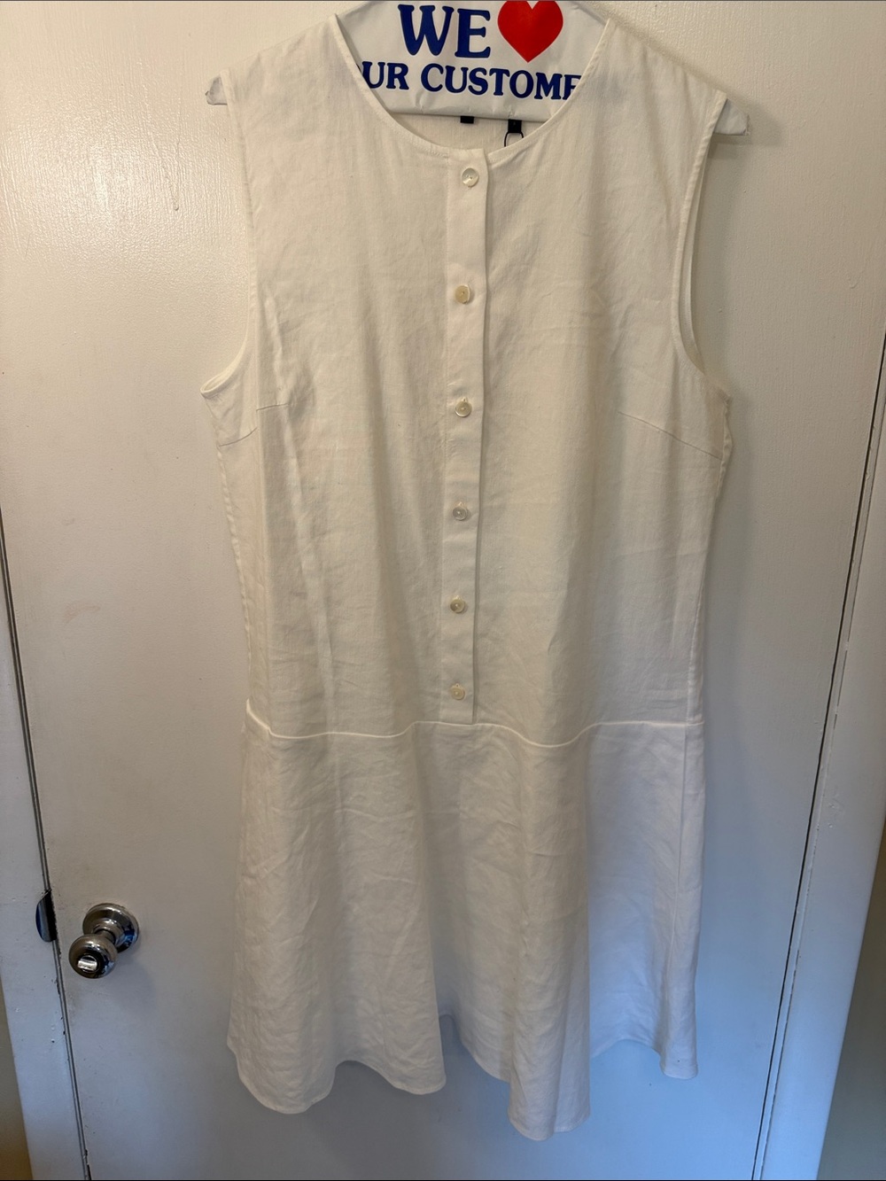 Theory Classic White Sleeveless Button-Front Dress